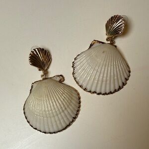 Gold and White Shell Earrings